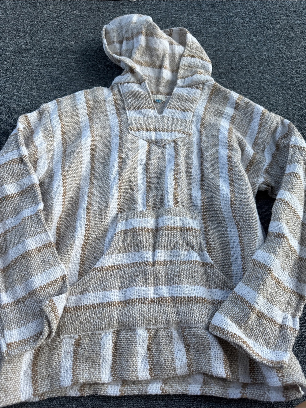 Source Unknown Striped Baja Hoodie in Cream and Tan